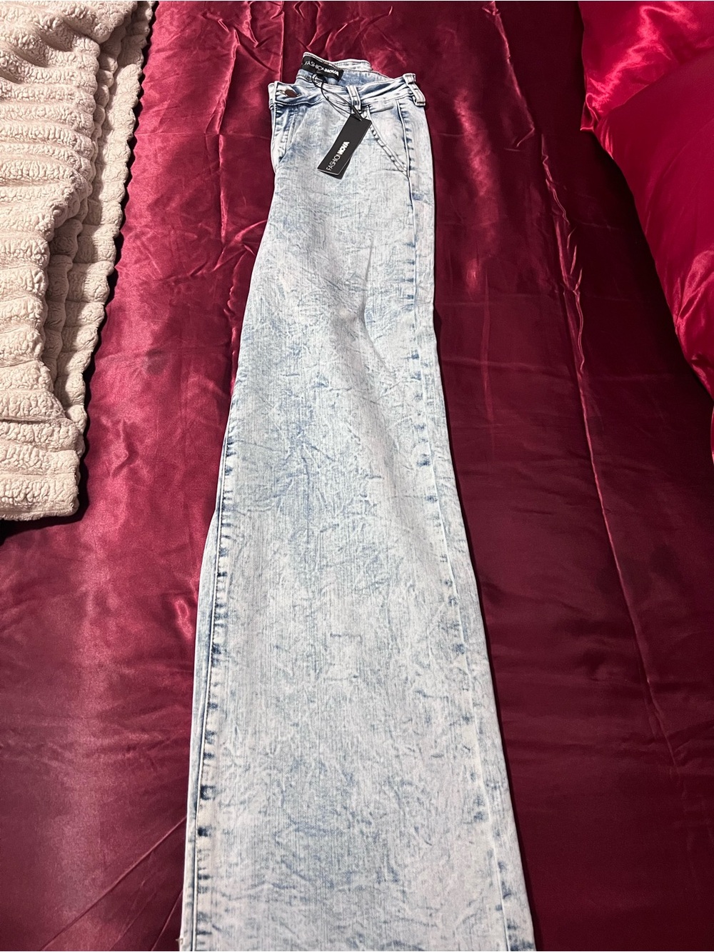 Fashion Nova Light Blue High-Rise Wide Leg Jeans